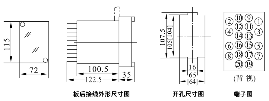JZJ-062板后接線安裝尺寸圖