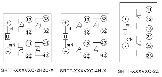 SRTT-110VDC-2H2D-A內(nèi)部接線圖